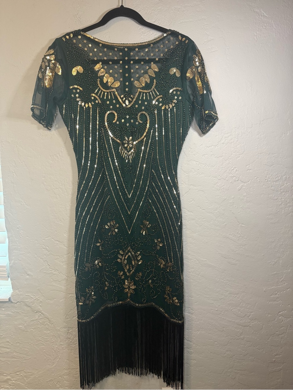 Babeyond Flapper Gatsby Fringe Sequin 1920s Dress Green - Picture 5 of 12